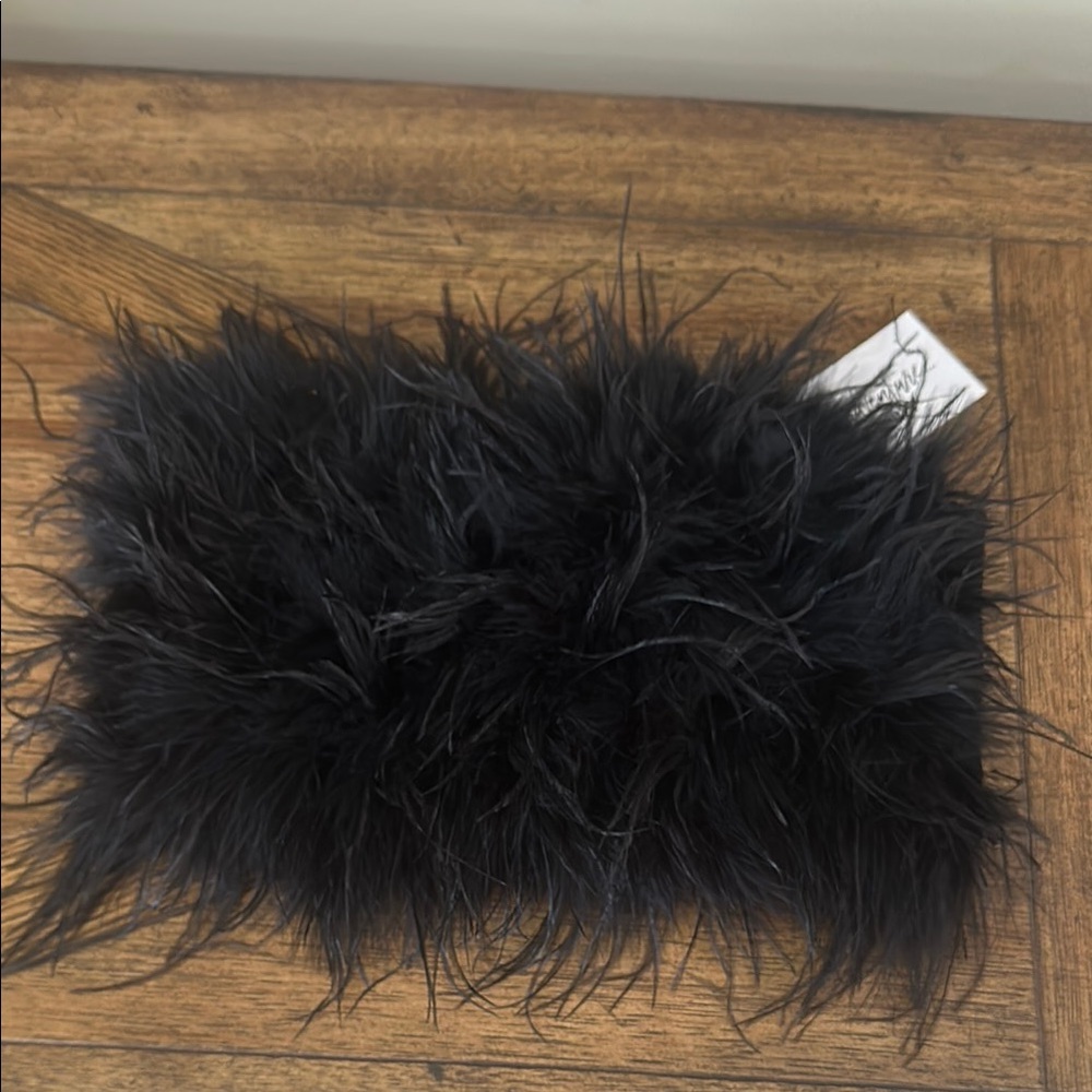 Black Faux Feather Top